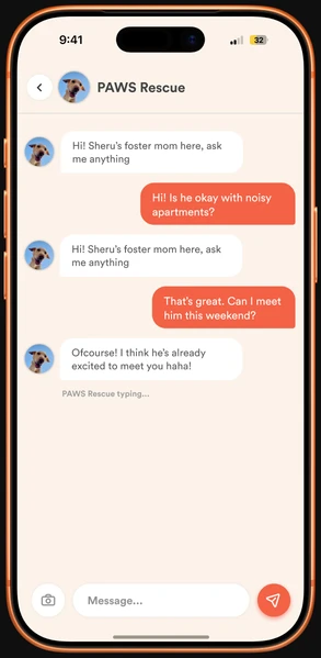 Chat with Paws Rescue about meeting Sheru this weekend