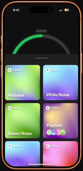 Change sound sheet repeating the Focus home tiles over the blurred timer